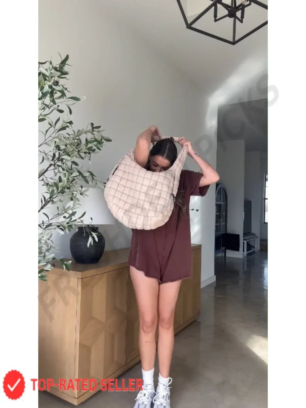 Oversized Short Sleeve Romper for Women, Cotton Spandex, Patch Pockets,